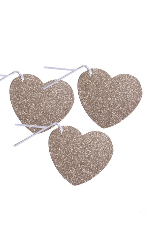 5 PACK GLITTER HEART GIFT TAG