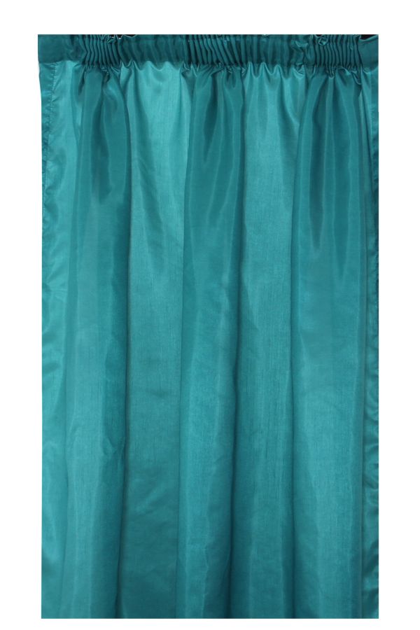 2 PACK FAUX SILK TAPED UNLINED CURTAIN 218X140CM