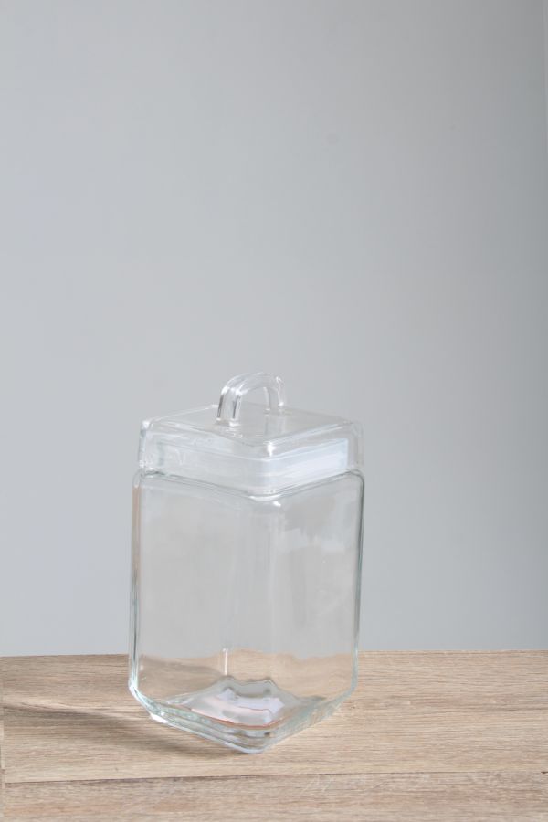MEDIUM SQUARE LOOP GLASS CANISTER