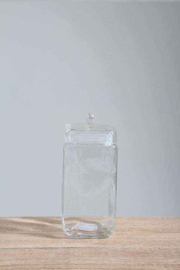 LARGE SQUARE LOOP GLASS CANISTER