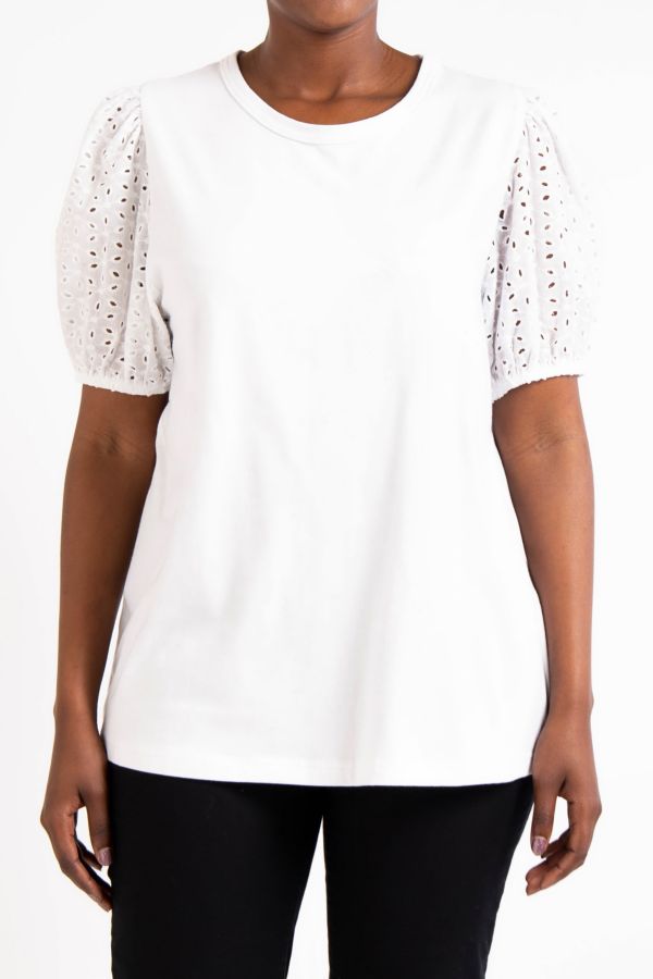 BOXY TOP WITH ANGLAISE SLEEVES