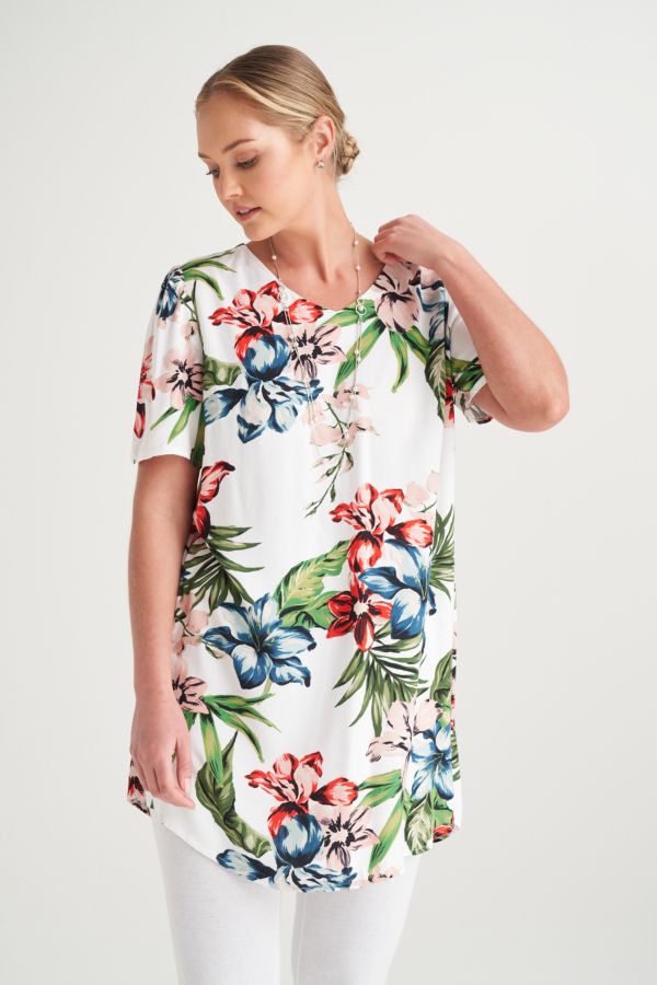 FLORAL PRINT A-LINE TUNIC
