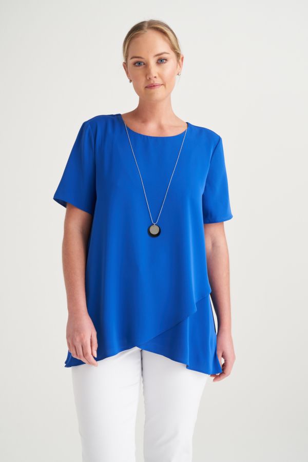 LAYERED TOP WITH NECKLACE COBALT
