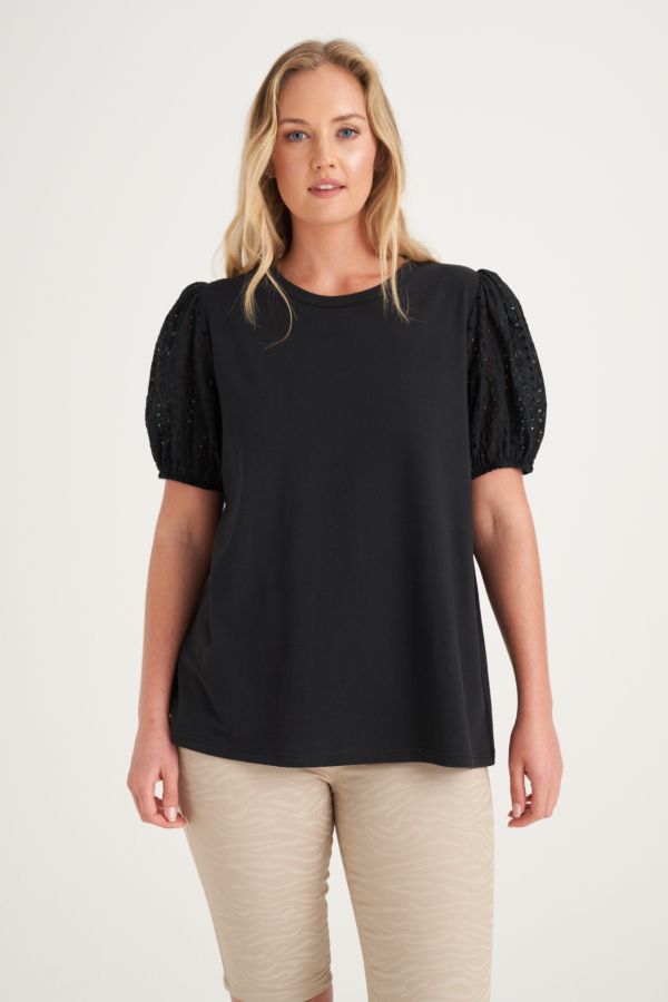 BOXY TOP WITH ANGLAISE SLEEVES