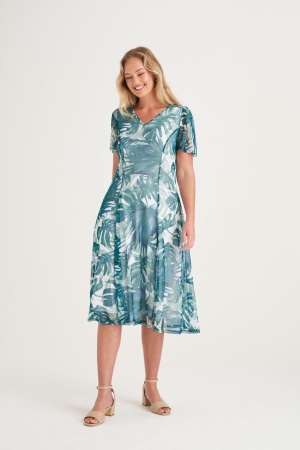 PALM FIT AND FLARE DRESS