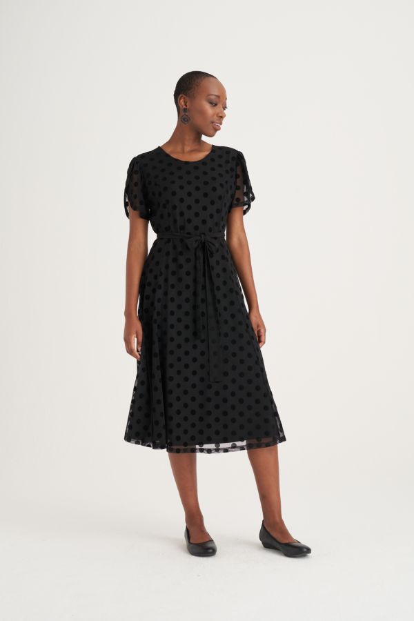 POLKA DOT FIT AND FLARE DRESS