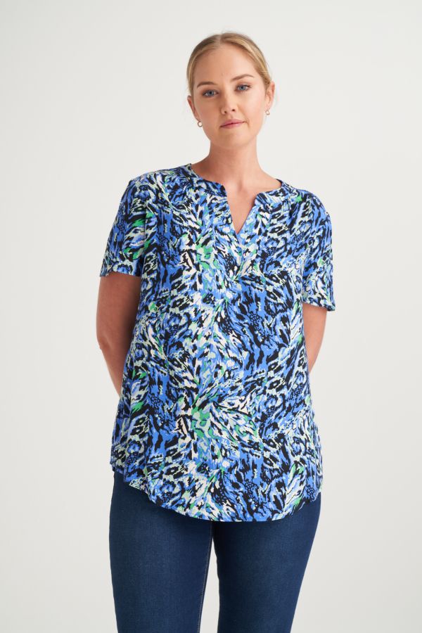 ABSTRACT PRINT HENLEY TOP