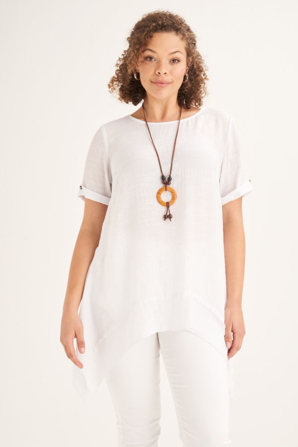 WHITE A-LINE TUNIC WITH NECKLACE