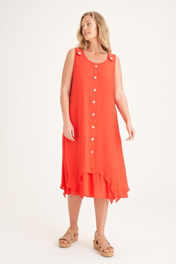RED A-LINE LAYERED DRESS