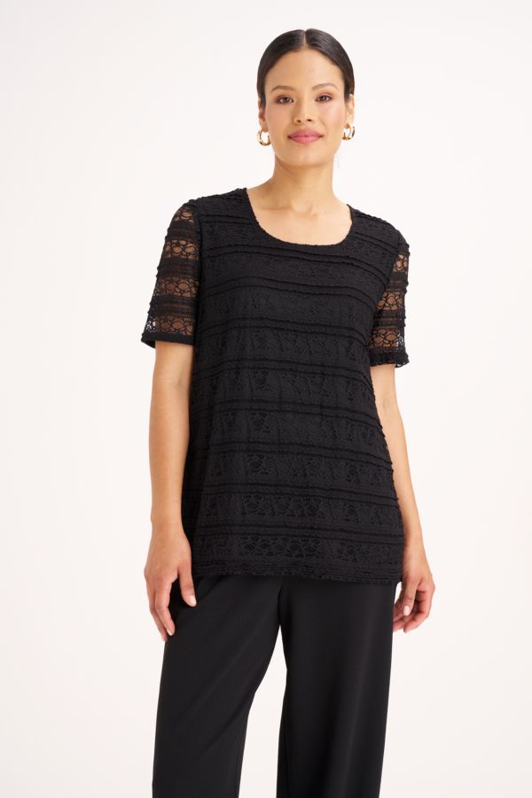 LACE OVERLAY TOP BLACK