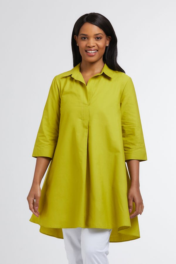 COTTON COLLARED TUNIC CHARTREUSE