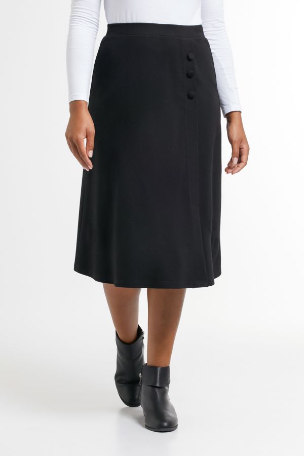 BLACK A-LINE SKIRT WITH VENT