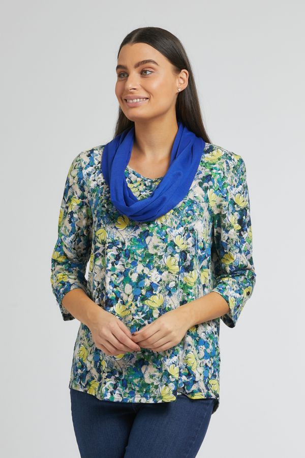 FLORAL PRINT TOP WITH SNOOD
