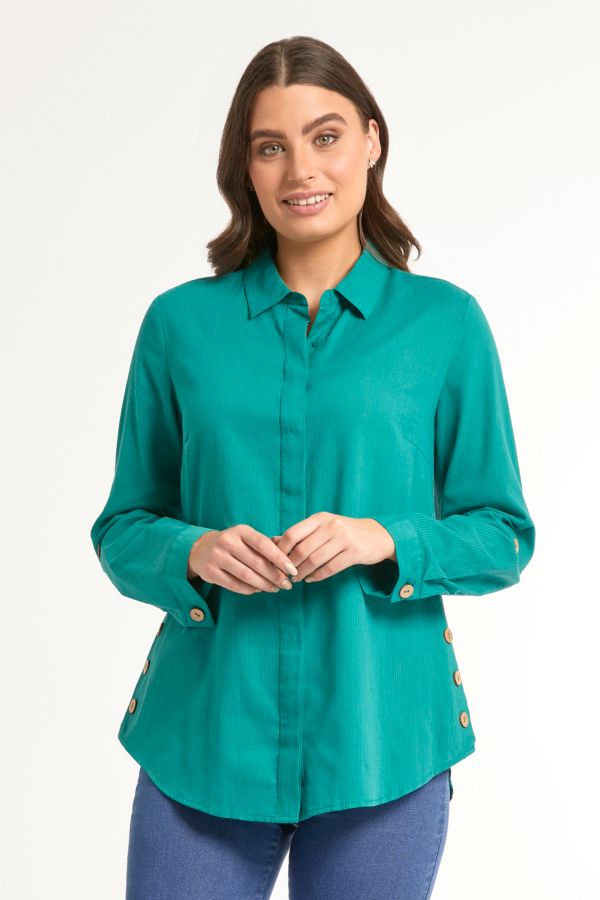 GREEN SHIRT WITH SIDE BUTTONS