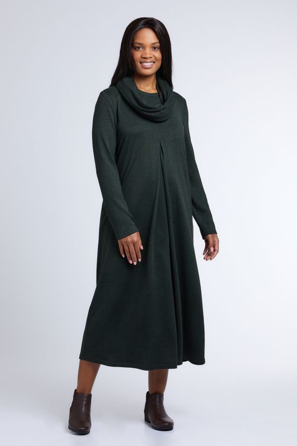 A-LINE DRESS FATIGUE GREEN WITH SNOOD