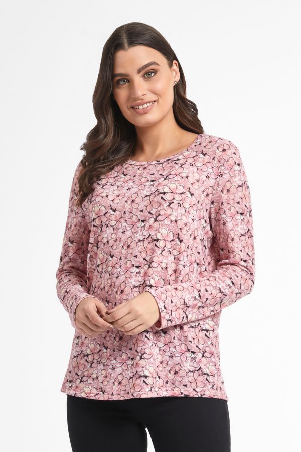 PINK FLORAL PRINT BOXY TOP
