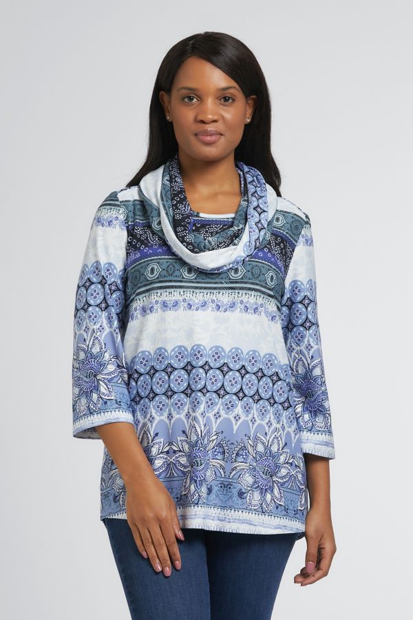 PRINTED TOP WITH SNOOD