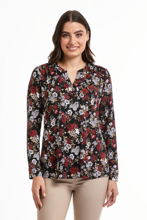 MULTI FLORAL HENLEY TOP