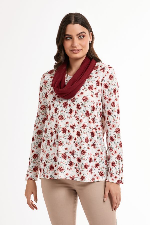 BOXY SNOOD TOP PINK FLORAL