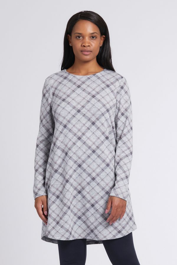 A-LINE PINK AND GREY CHECK TUNIC