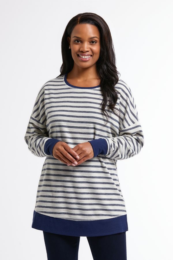 STRIPED NAVY TRACK TOP