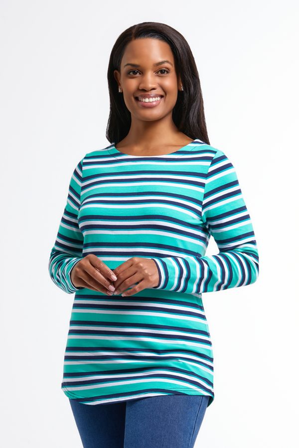 STRIPED GREEN AND BLUE TEE