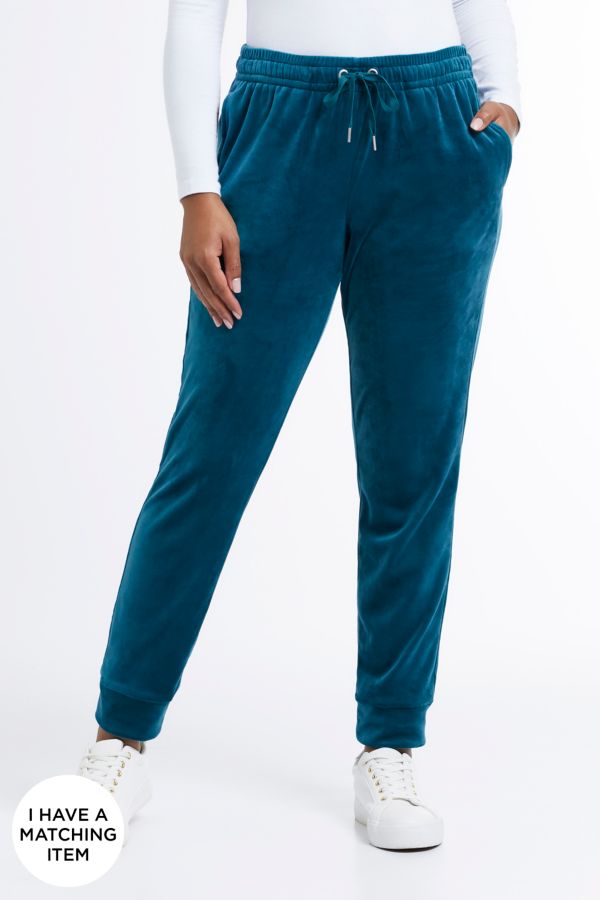 VELOUR TRACK PANT TEAL