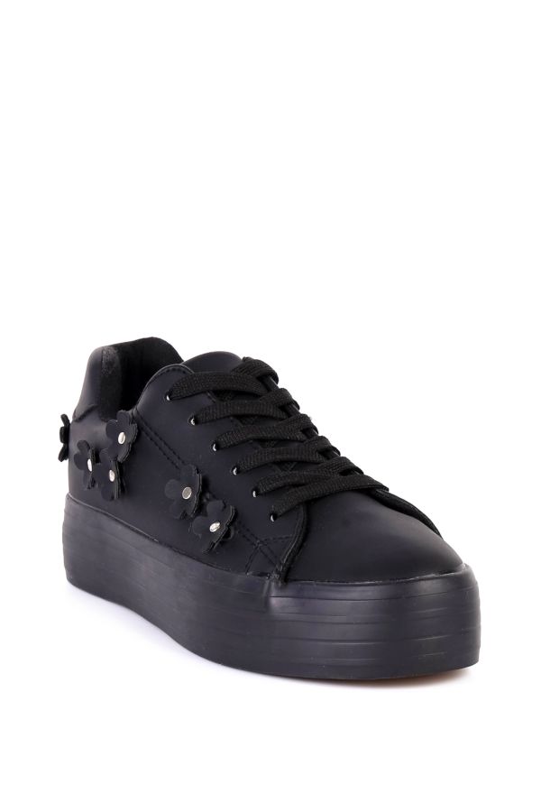 FLOWER TRIM LACE UP SNEAKERS