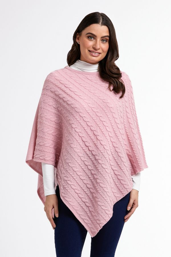 BLUSH CABLE HEAVYWEIGHT PONCHO