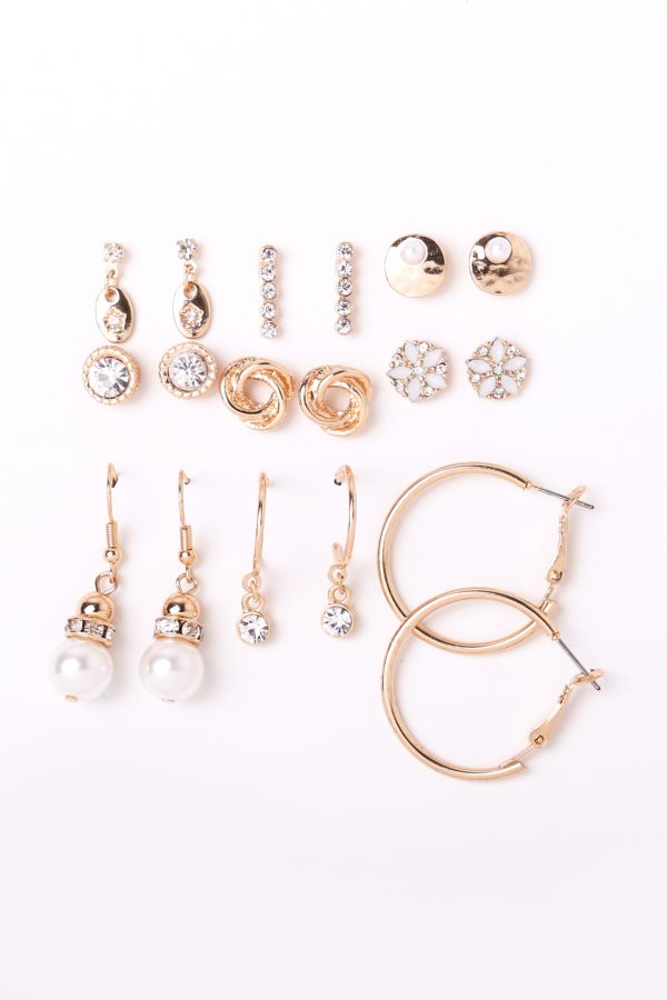 GOLD 9 PACK FASHION EARRINGS