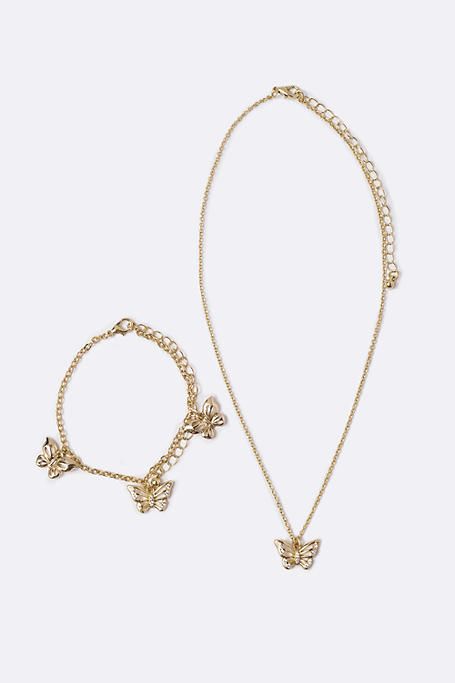 Gold Plated Necklace And Bracelet Set