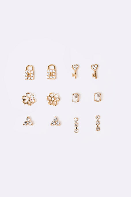 6 Pack Gold Plated Earrings