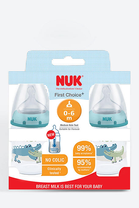 Nuk First Choice Temperature Control Bottle 0 - 6 Months 2 Pack 150ml