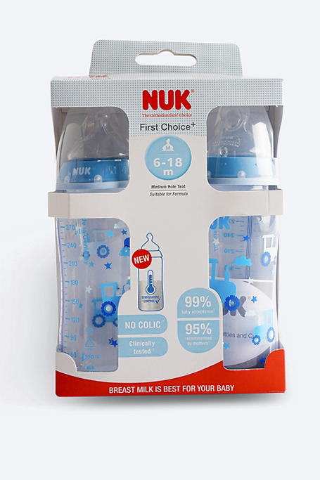 Nuk First Choice Temperature Control Bottle 6-18 Months 2 Pack 300ml