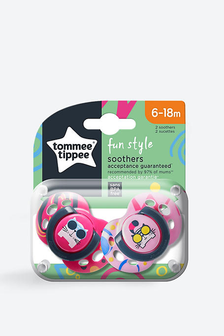 Tommee Tippee Fun Style Soothers 2 Pack 6-18 Motnhs