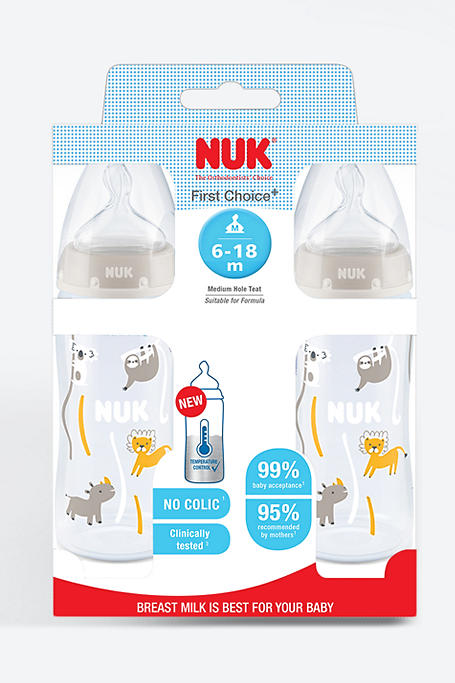 Nuk First Choice Tempreature Control Bottle 6-18 Months 2 Pack 300ml