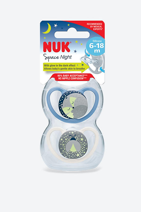 Nuk Space Night Soother 6 - 18 Months 2 Pack