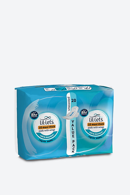 Lil-Lets Maxi Thick Regular Unscented Pads 20s