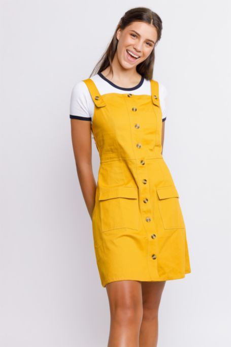 Button Up Pinafore Dress