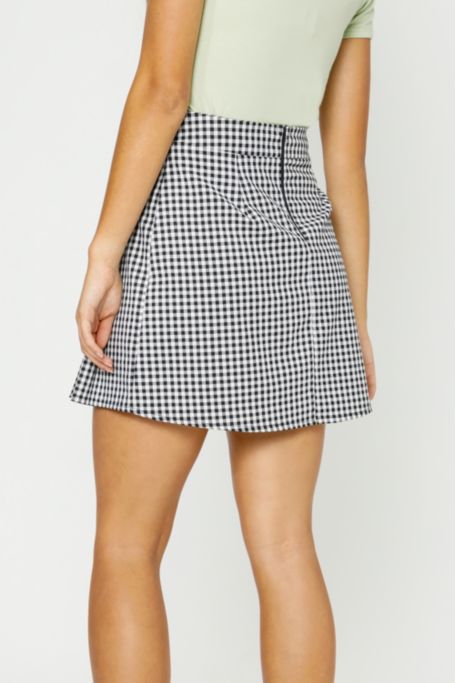 Check Pleated Mini Skirt 