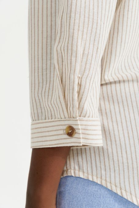 Stripe Linen Henley Shirt