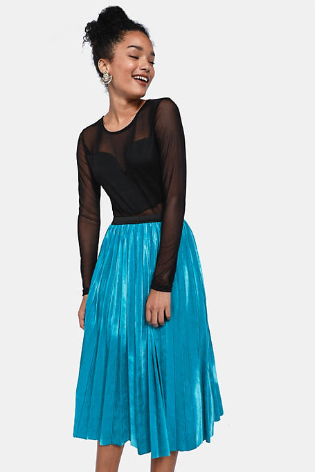 Velour Pleated Skirt