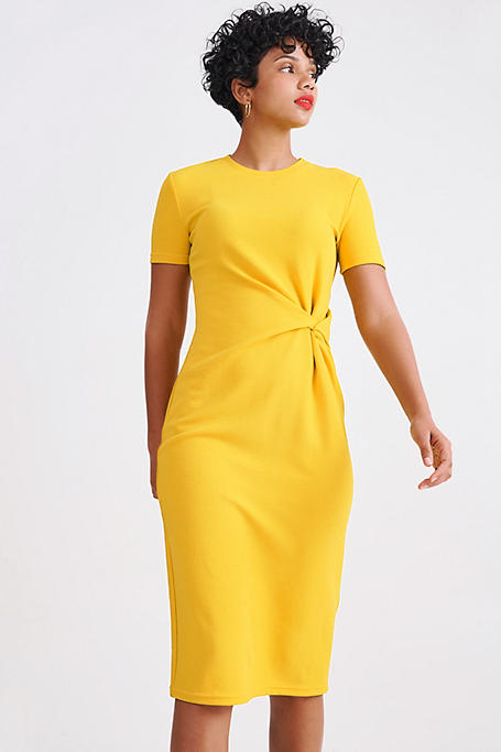 Zara casual dress discount 64% Yellow M WOMEN FASHION Dresses Casual dress Basic 