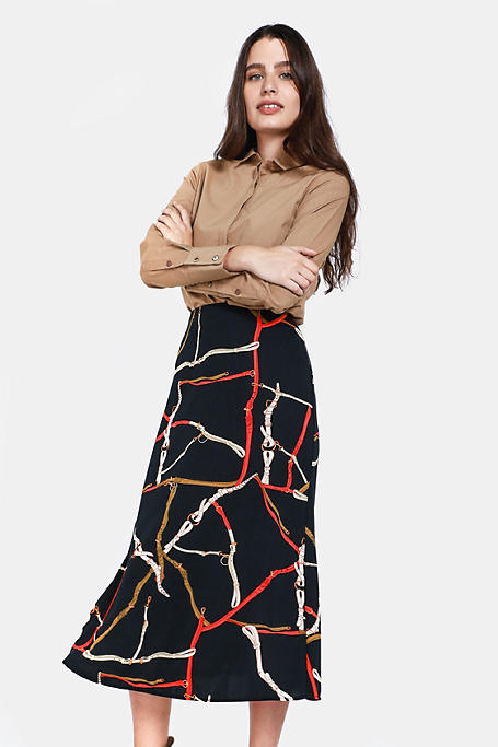 Patterned Midi Skirt