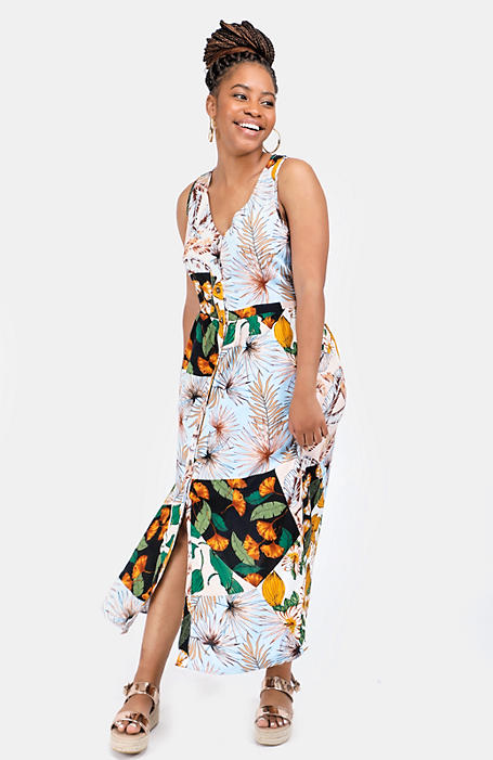 Tropical Fit And Flare Dress