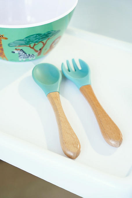 MRP Baby Silicone + Wood Cutlery Set
