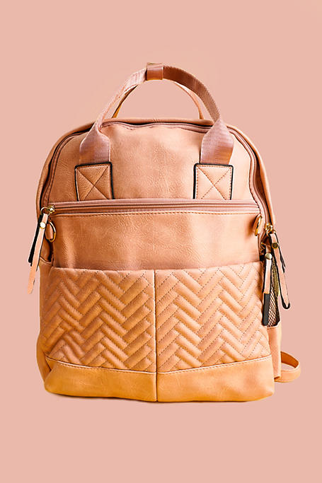 Quilted Backpack Nappy Bag Pink
