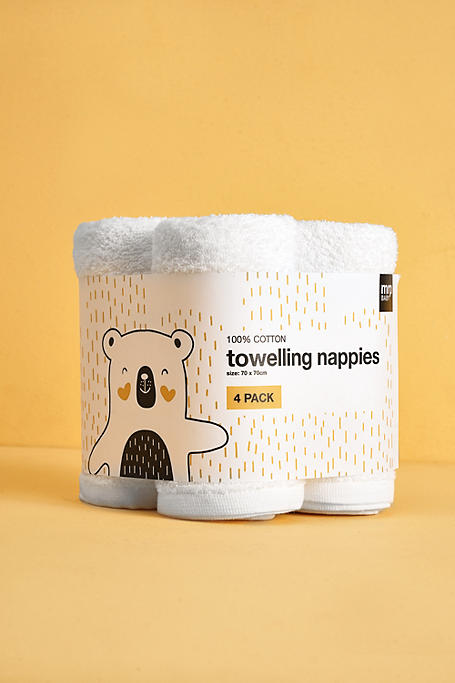 Mrp Baby Towelling Nappies 4 Pack