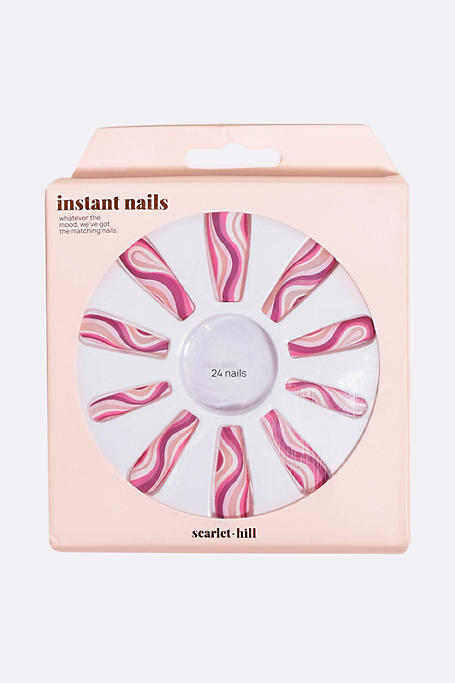 False Nails - Pink Swirl
