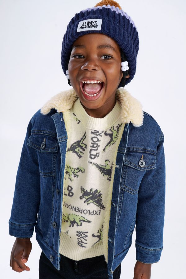 Boy's Wrangler® Western Styled Sherpa Lined Denim Jacket Rustic In Rustic  Blue 